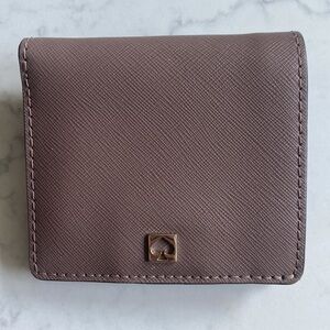 Kate spade cove street serenade bifold wallet snap closure, taupe/purple/grey